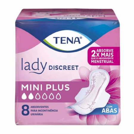 Absorvente Tena Lady Discreet Mini Plus Geriátrico C/ Abas 8 Uni