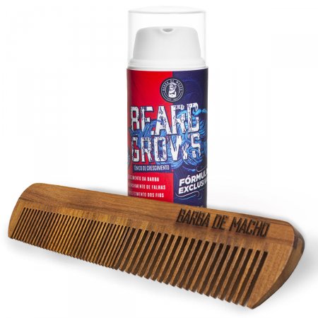 Produto Para Barba Crescer + Pente De Madeira Para Barba