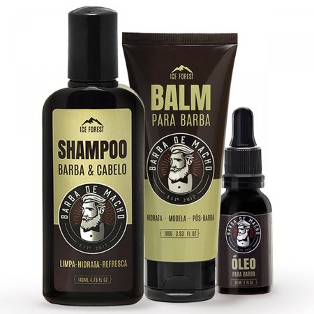 Kit De Barba - Shampoo, Balm E Óleo - Barba De Macho
