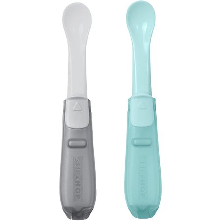 Kit Duas Colheres Dobráveis Easy-Fold Cinza e Azul (6m+) - Skip Hop 3653 KIT DUAS COLHERES DOBRAVEIS EASY-FOLD CINZA E AZUL