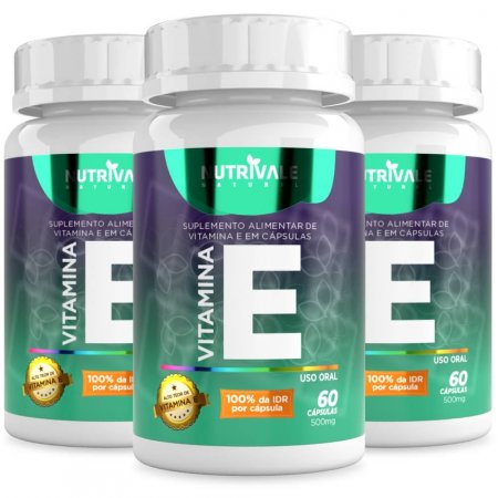 KIT 3X Vitamina E (Tocoferol) 60 cápsulas - Nutrivale