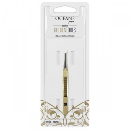 Pinça de Ponta Quadrada Océane Golden Tools Inox com 1 unidade