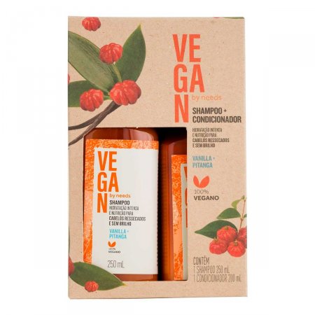 Kit Shampoo Vegan By Needs Vanilla e Pitanga com 250ml + Condicionador com 200ml