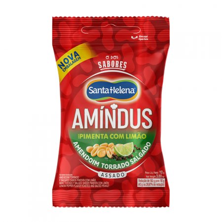 AMINDUS AMENDOIM SEM PELE SALGADO PIMENTA COM LIMÃO 110g
