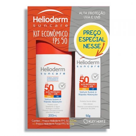 Kit Econômico Protetor Solar Corpo FPS 50 E Facial FPS 50 Helioderm  Suncare
