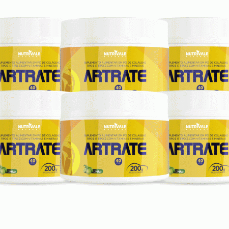 Colágeno Em Pó Tipo 1 E 2 Artrate 6 Unidades 200g Natural - Linduras