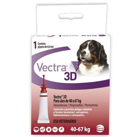 Vectra 3D Antipulgas e Carrapatos para Cães de 40kg à 67kg