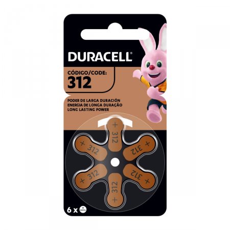 Pilha para Aparelho Auditivo 312 Duracell com 6 unidades