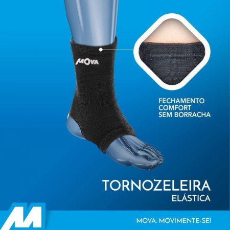 Tornozeleira Elástica Preta P - Mova