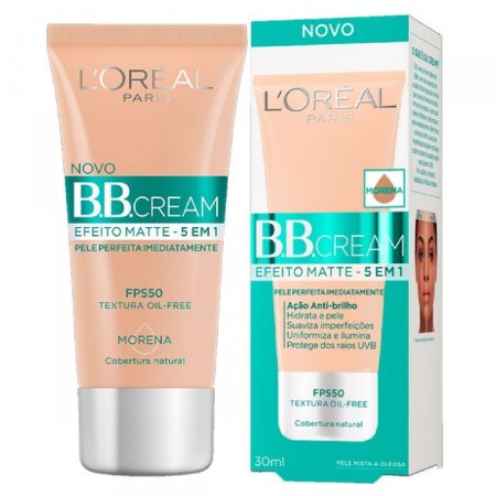 Base Efeito Matte 5 em 1 FPS 50 Morena B.B.Cream Loreal Paris 30ml