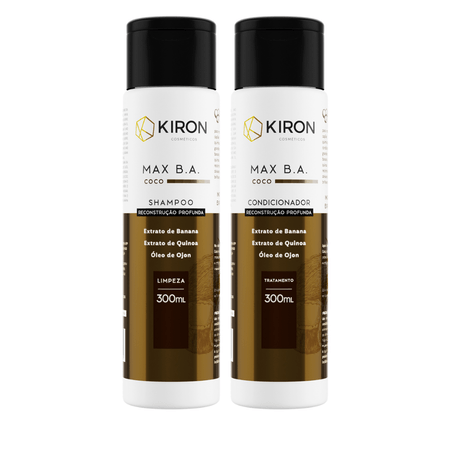 Kit Shampoo e Condicionador Coco MAX B.A. Reconstrução Profunda Kiron 300ml KKC165