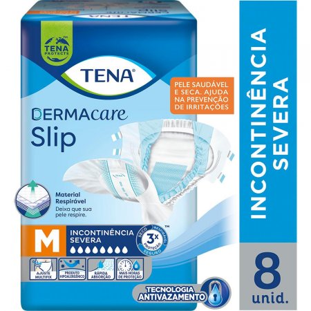 Fralda Geriátrica Tena Dermacare M com 8 unidades