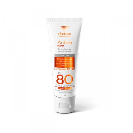 Protetor Solar Facial Actine Ultra Sem Cor FPS80 com 40g