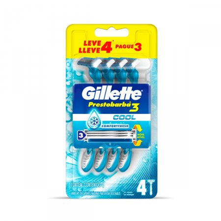 Gillette Prestobarba 3 Cool Barbeador Descartável com 4 unidades
