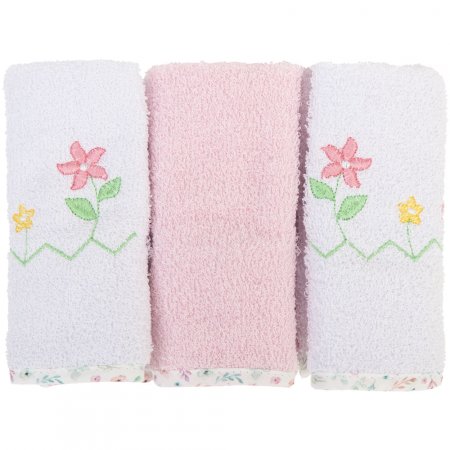 Toalha Boquinha Bordada Baby Joy Premium 3 unidades - Floral