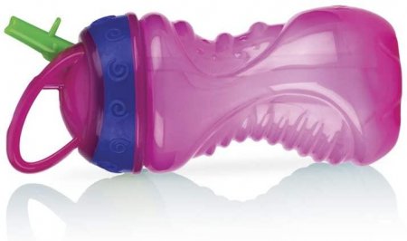 Copo Com Canudo Rigido Retratil 300ml Rosa