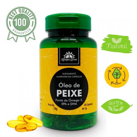 Ômega 3 Óleo de Peixe Puro  60 cáps 1000mg Kampo de Ervas