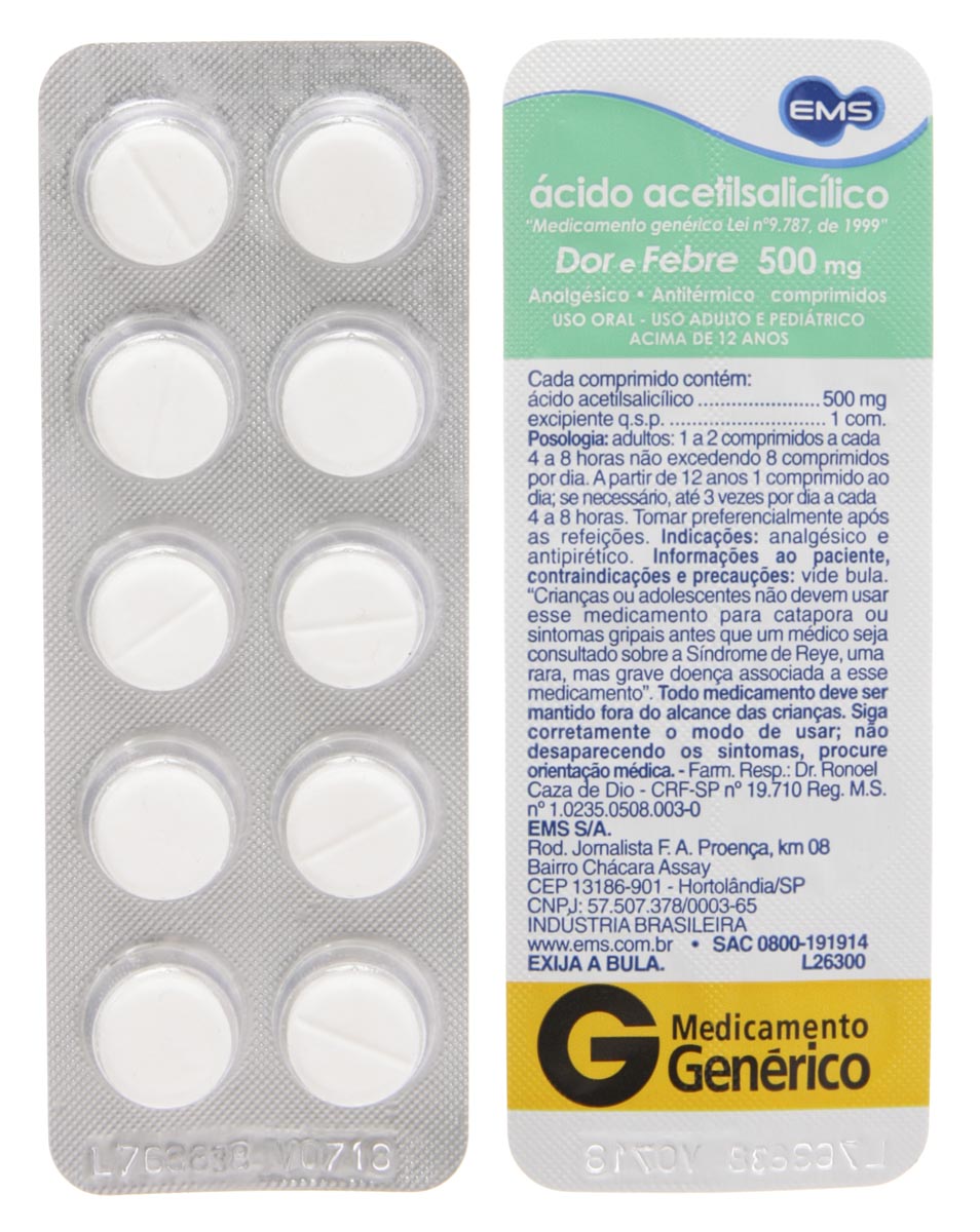 Ácido Acetilsalicílico 500mg