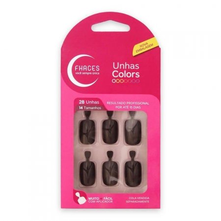 Unhas Fhaces Colors c/ 28 Unhas Ref.:U3055 Marron Escuro