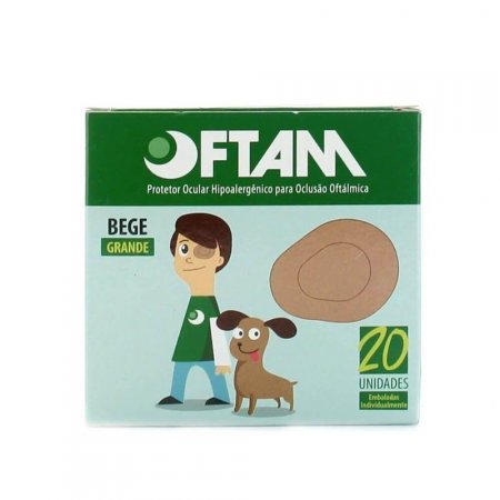 Protetor ocular Oftam com 20 Grande Bege