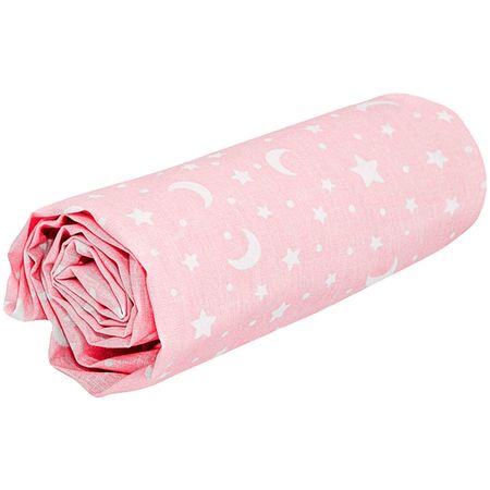 Lençol de baixo para berço em malha Estrelinhas Rosa Bambi - Incomfral 44009053 LENCOL AMERICANO C/ELASTICO BAMBI ENCANTO ESTAMPADO ESTRELINHAS ROSA