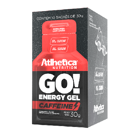 Go! Energy Gel Caffeine Morango com Limão 10 Sachês Atlhetica Nutrition