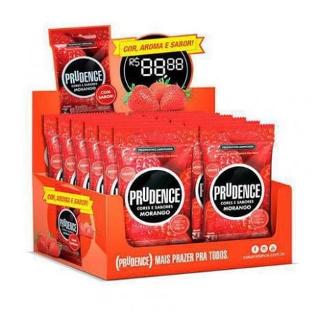 Preservativo Lubrificado Cor & Sabor Morango 36 unidades Prudence
