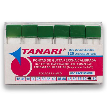 Cone De Guta Percha Calibrada Tubo 28mm com 120 - Tanari Cone De Guta Percha Calibrada Tubo 70 28mm - Tanari