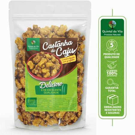 Castanha De Caju Caramelizada com Gergelim Fresquinha e Super Crocante - 250g