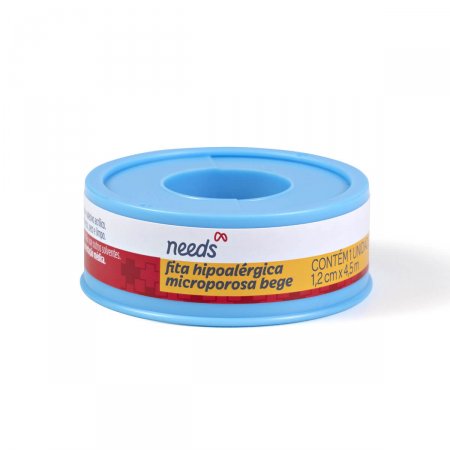 Fita Microporosa Needs Bege Hipoalérgica com 1 rolo de 1,2cm x 4,5m
