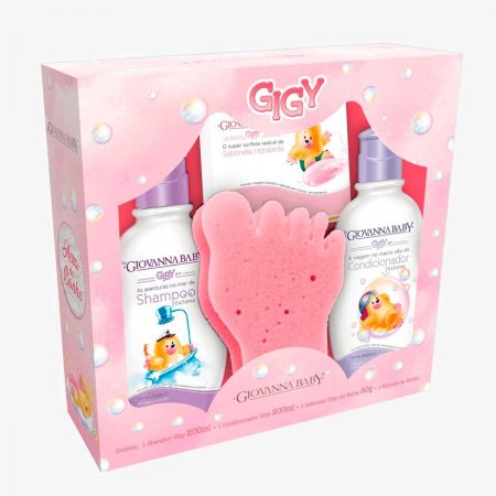 Kit Giovanna Baby Giby A Hora do Banho Rosa Shampoo + Condicionador + Sabonete + Esponja de Banho