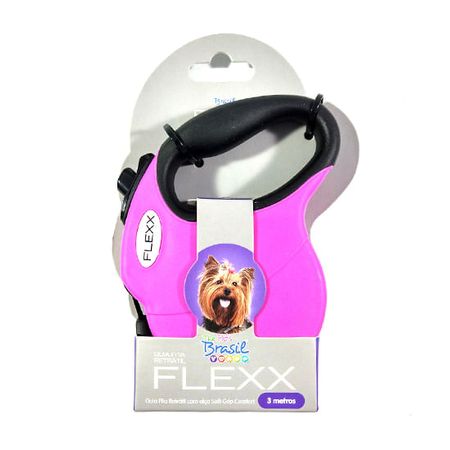 Guia Retrátil Flexx Rosa - The Pets Brasil Guia Retrátil Flexx Rosa Mini - The Pets Brasil