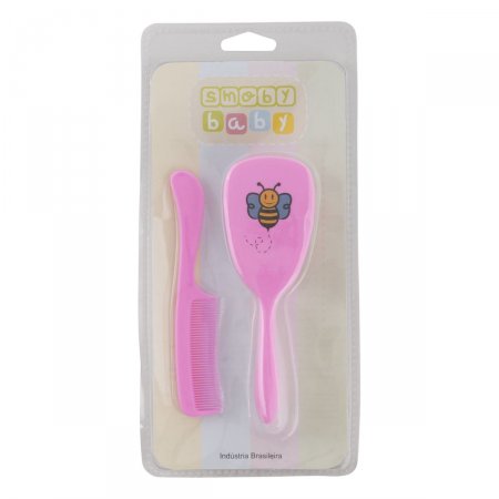 KIT PENTE E ESCOVA BEBE SMOBY  ROSA