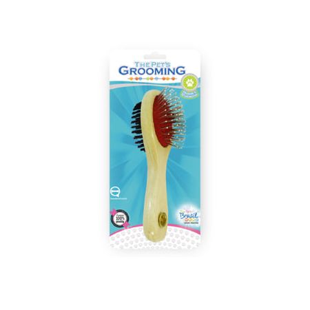 Escova de Madeira Dupla – Face para Cães e Gatos – The Pets Brasil Escova de Madeira Dupla – Face para Cães e Gatos  Tamanho M – The Pets Brasil
