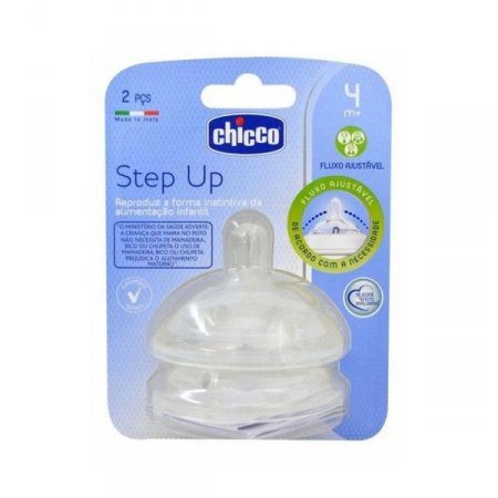 Bico para Mamadeira NEW STEP UP 2 4M+) Fluxo TRIS Regulavel 02 Unidades Chicco 81135