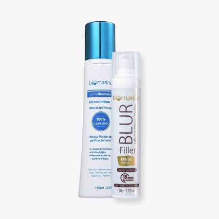 Kit Sabonete Mousse B Clean Thermal E Protetor Solar Fps 98 com Cor Blur Filler - Bege Médio