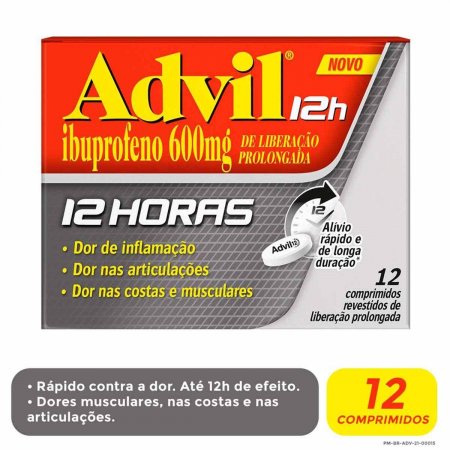 Advil 600mg 12 Horas com 12 Comprimidos