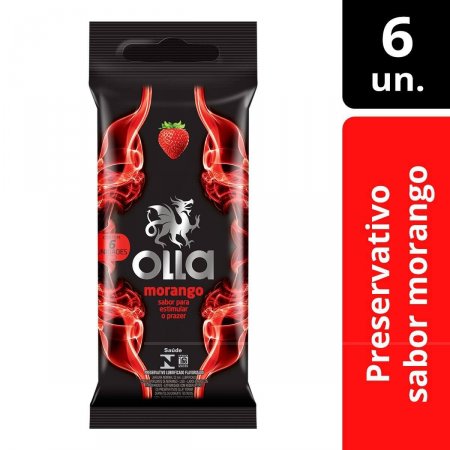 Camisinha Olla Morango com 6 unidades