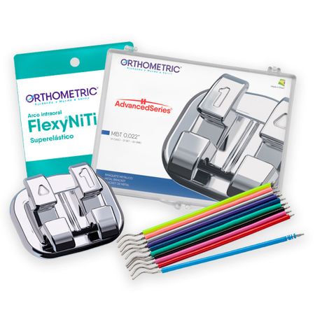 10.11.2801 Kit Promocional Bráquete Metálico Advanced Series Mbt + Arcos e Bengalinhas Gratis  - Orthometric