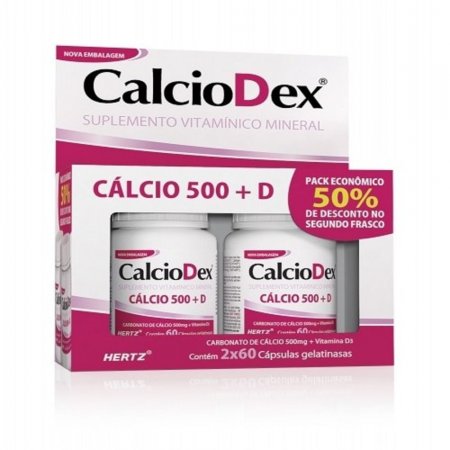 Kit Calciodex Kley Hertz Cálcio 500 + Vitamina D3 com 120 Cáps