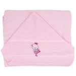 Toalha Lisa com Capuz e Faixa de Etamine Bordada   Rosa 2