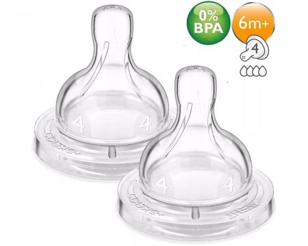 Bico Mamadeira n°4 Linha Clássica Philips Avent SCF634/27 Transparente