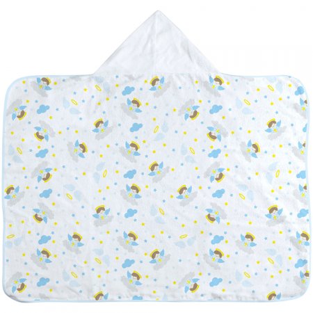 Toalha Fralda com Capuz Bordado Anjinho da Guarda Azul