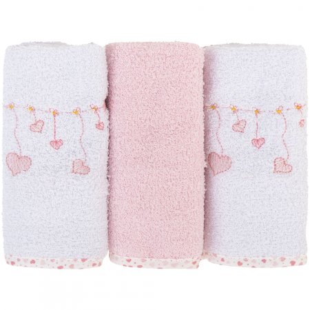 Toalha Boquinha Bordada Baby Joy Premium 3 unidades - Corações