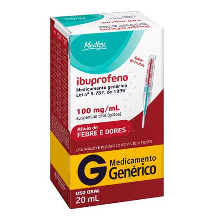 Ibuprofeno 100mg/Ml Genérico Medley Suspensão Oral 20ml