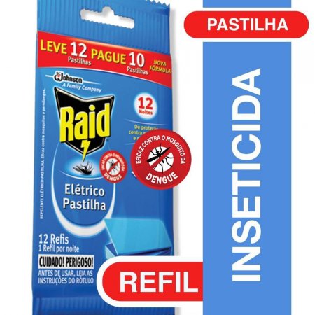 Repelente Elétrico Raid Pastilha 12 Noites Leve 12 Pague 10 Unidades Refil