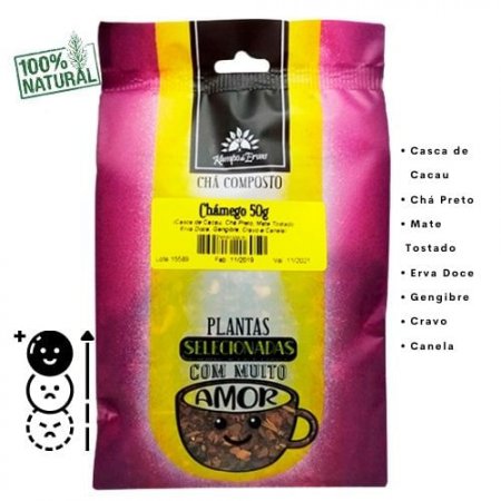 Chamego Chá p Disposição Chá Preto Mate Gengibre Canela 50 g