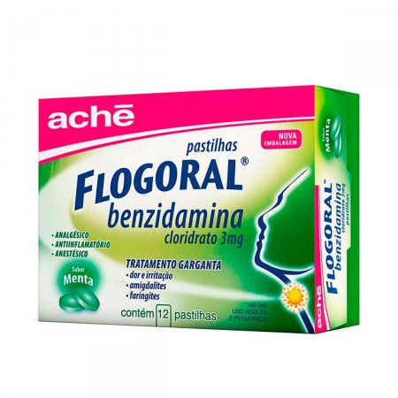 Pastilha Flogoral Sabor Menta com 12 pastilhas
