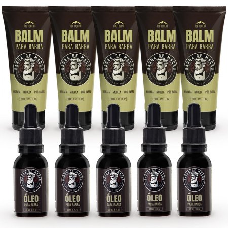Kit Para Barba Atacado 5 Balm 60g E 5 Óleo 30ml