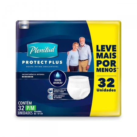Roupa Intima Plenitud Active Plus P/M com 32 Unidades